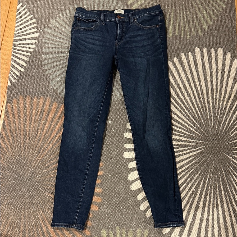 J. Crew 8” Toothpick Dark Blue Skinny Jeans